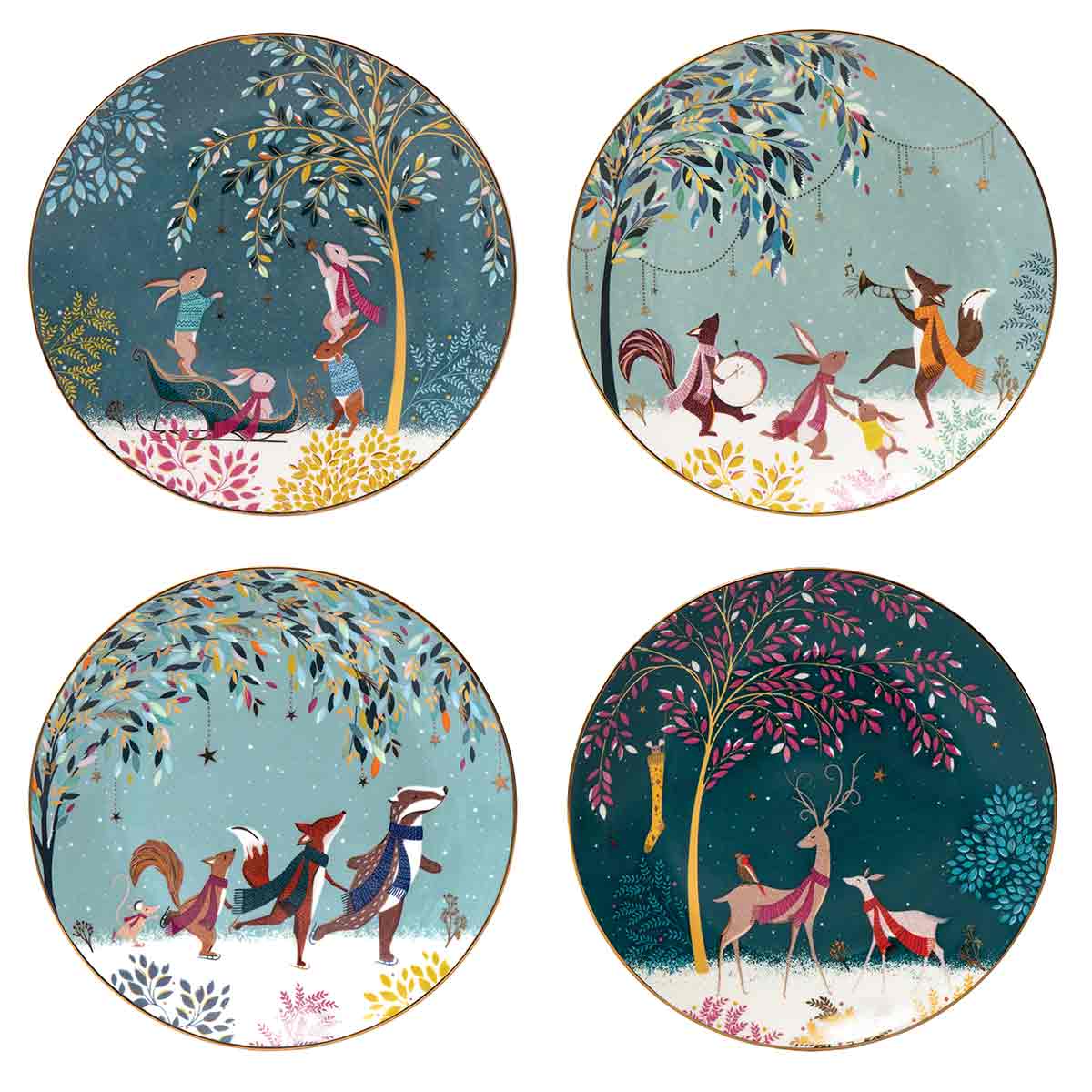 Sara Miller Woodland Tales Set of 4 Plates, Assorted image number null